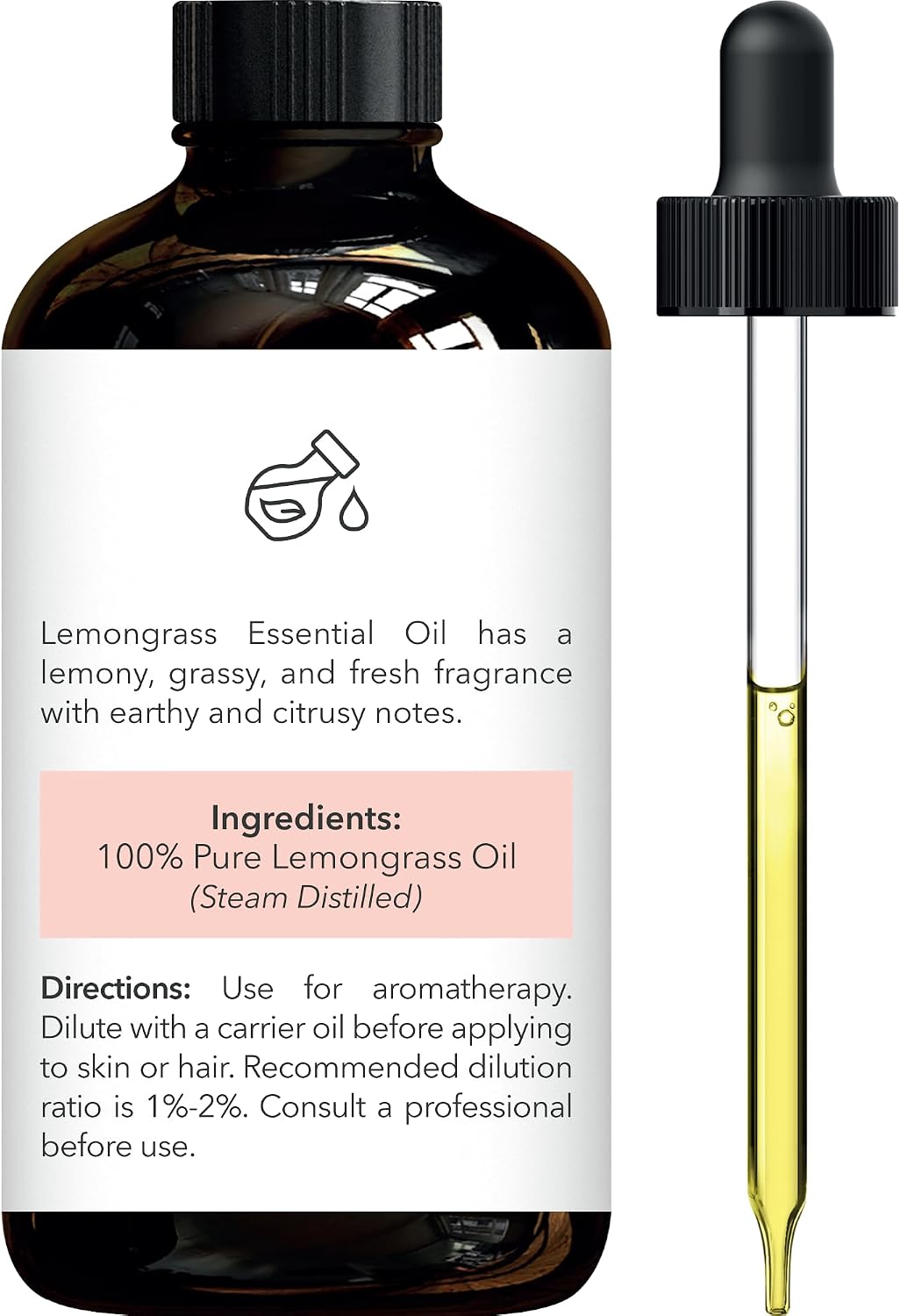 Brooklyn Botany Lemongrass Essential Oil - Huge 4 Fl Oz
