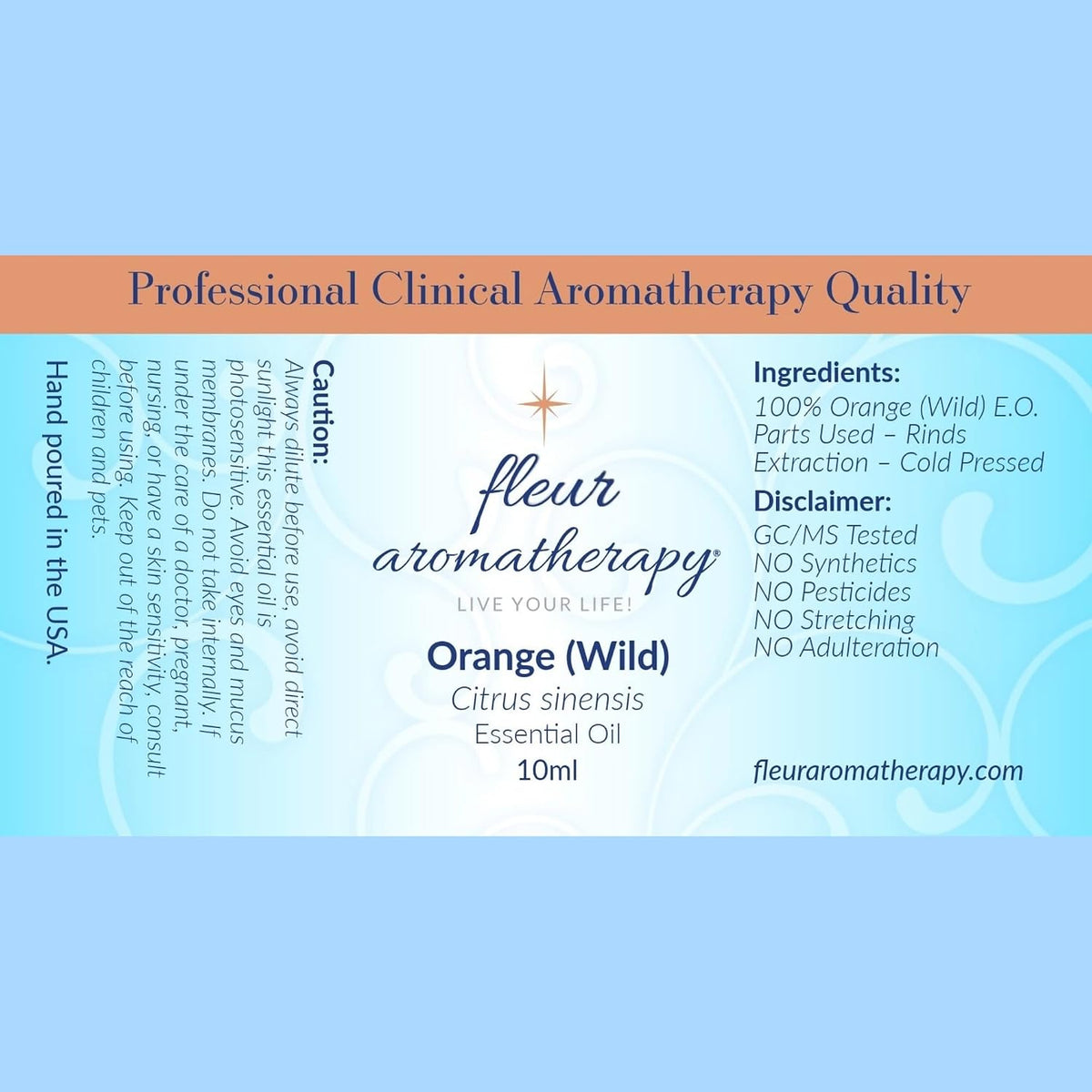 Orange (Wild) Citrus sinensis Essential Oil 10ml - Fleur Aromatherapy