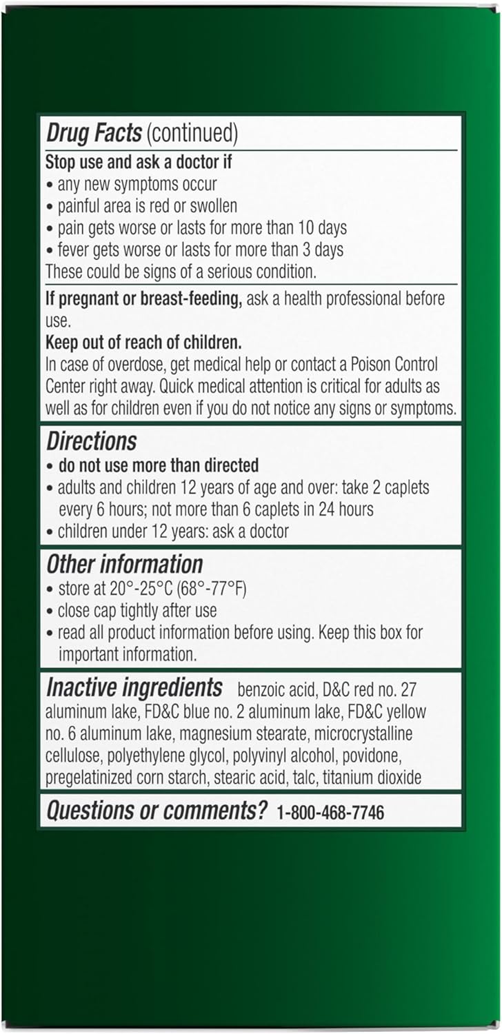 Excedrin Tension Headache Relief Caplets, Acetaminophen 500mg, Caffeine 65mg, Pain Reliever, Aspirin-Free, 100 Count