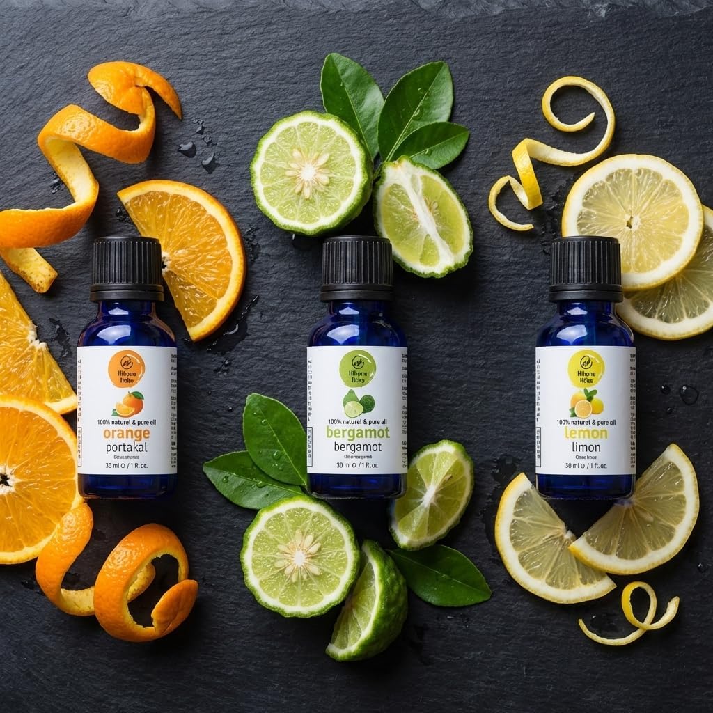 Citrus Essential Oils Set – Orange, Bergamot & Lemon, Cold Pressed Citrus Bergamot Oils for Diffuser, 100% Pure Undiluted, 1 fl oz Each, 3-Pack