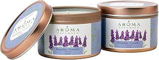 Aroma Naturals Tin Candle Lavender Essential Oil Natural Soy Scented, Tranquility, 2 Count