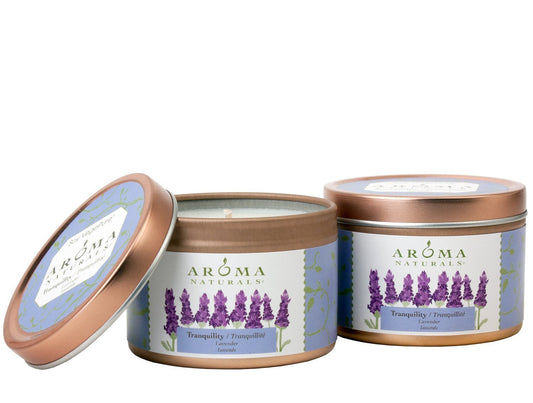 Aroma Naturals Tin Candle Lavender Essential Oil Natural Soy Scented