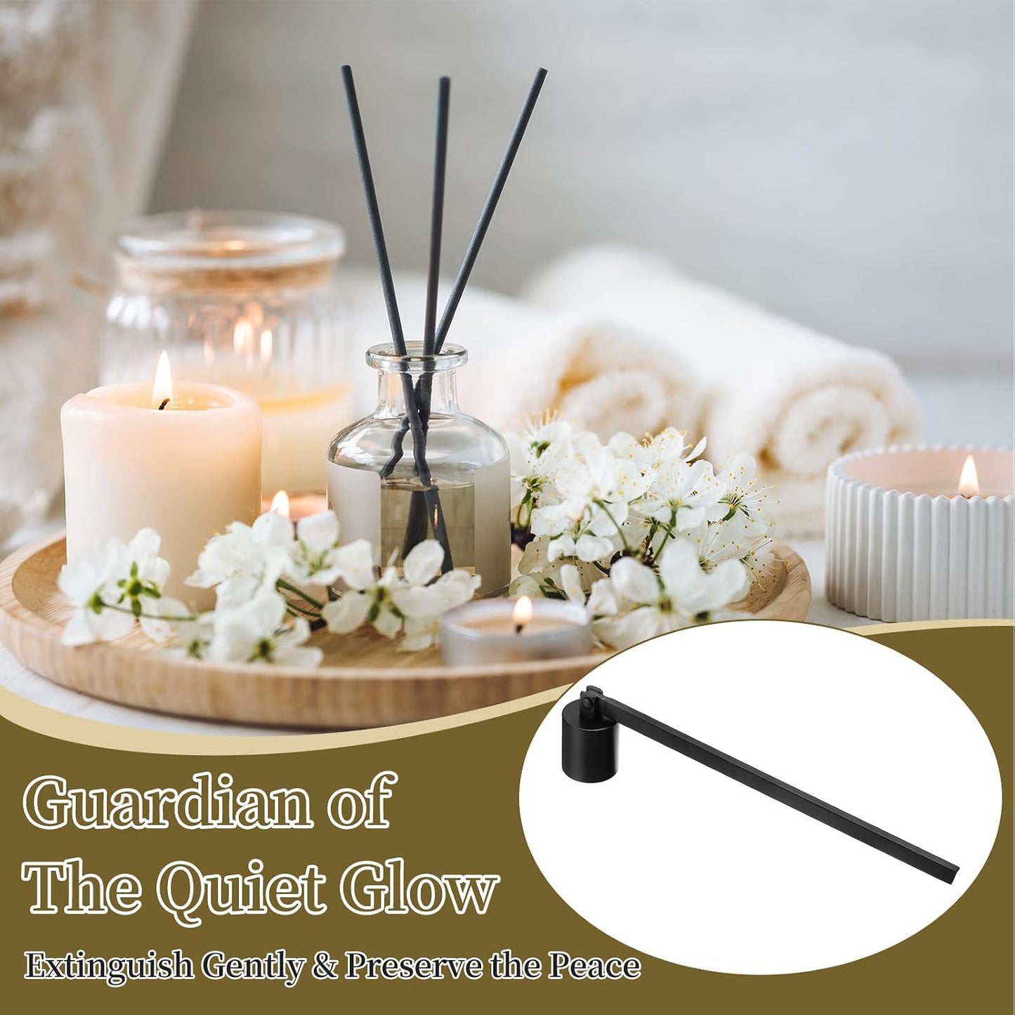 uxcell Candle Snuffer, Candle Extinguish with Long Handle, Wick Flame Snuffer Extinguish Accessory Cylinder-Shaped for Putting Out Flame Home Decor Gifts, Black