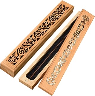 Jeffbaubl 2pcs Premium Incense Box, Bamboo Incense Holder, Burner with Ash Catcher