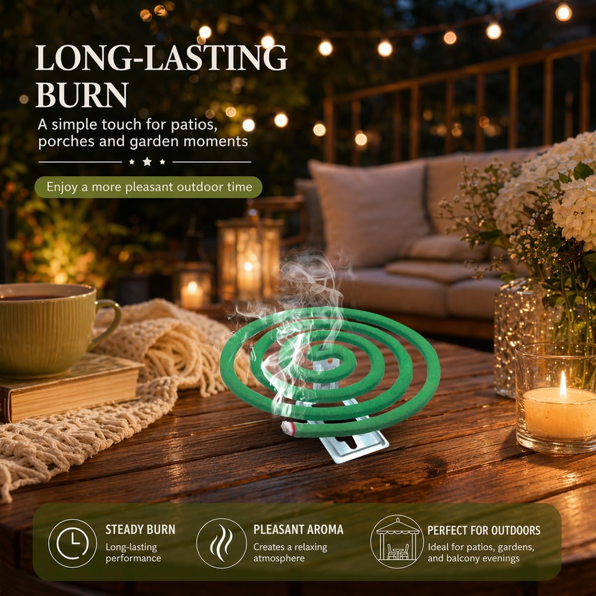 Dual Scent Incense Coil Set, Rose for Day & Lemongrass for Evening, Aromatherapy Incense for Relaxation, Meditation & Home Fragrance, Natural Scent for Indoor & Outdoor Use