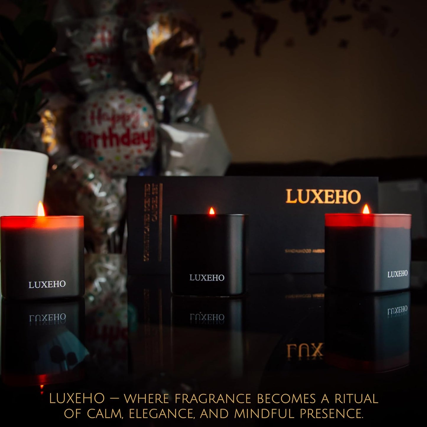 Luxury Scented Candle Set 3-Pack | Home Decor & Giftable Soy Candles | Champagne, Sandalwood & Amber | 75h Burn Time | Cotton Wick | Elegant Decorative Jars