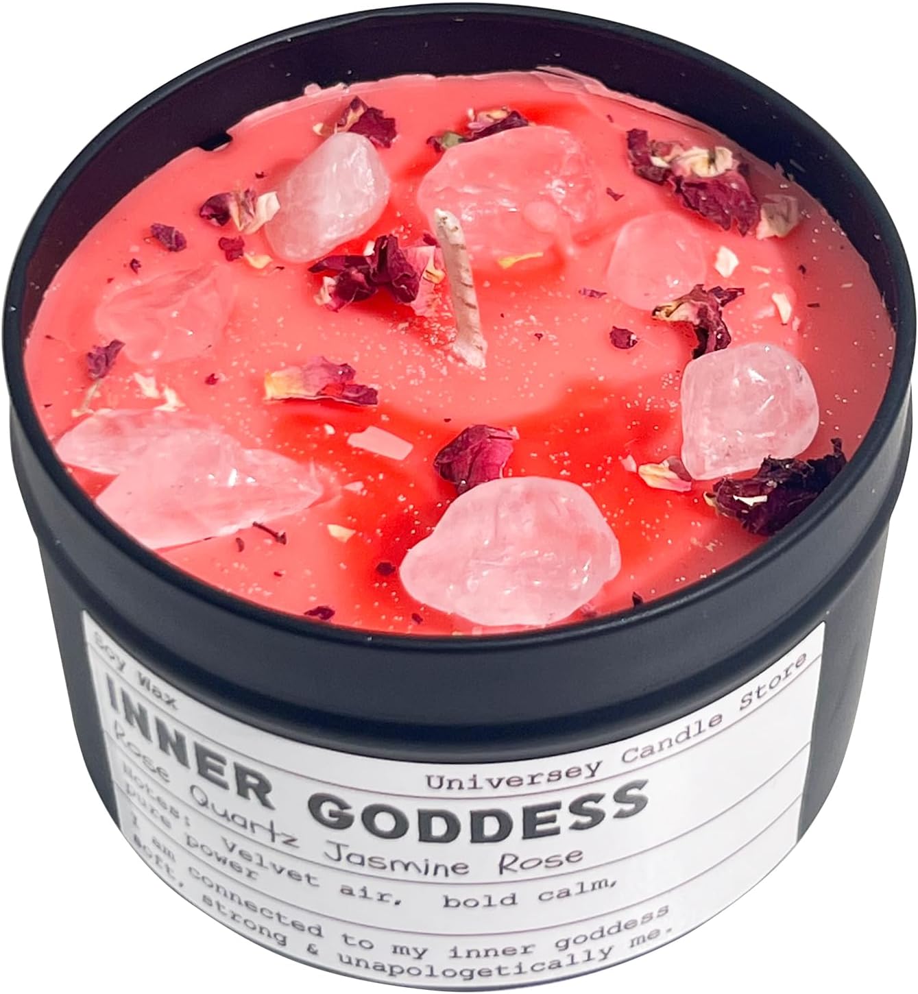 Inner Goddess – Rose Quartz Candle | Vegan Spiritual Candle for Self-Love, Heart Healing & Feminine Energy | Christmas Gift