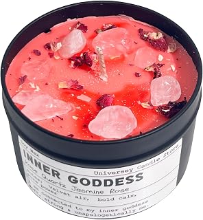 Inner Goddess – Rose Quartz Candle | Vegan Spiritual Candle for Self-Love, Heart Healing & Feminine Energy | Christmas Gift