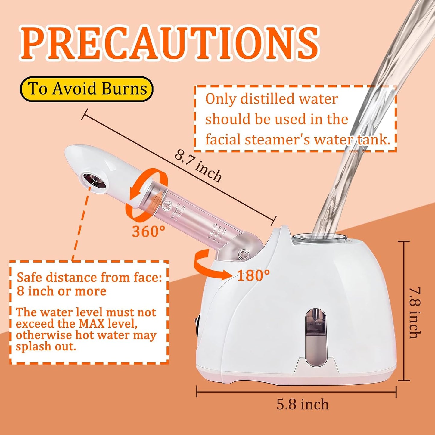 Facial Steamer,Face Steamer,Nano Lonic Steamer for Face With 360° Rotating Arm,Face Steamer for Facial Deep Cleaning,Portable Facial Steamers Professional-Facial Spa for Personal Care at Home or Salon
