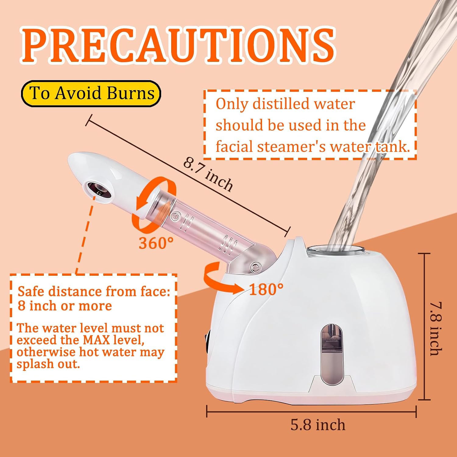 Facial Steamer,Face Steamer,Nano Lonic Steamer for Face With 360° Rotating Arm,Face Steamer for Facial Deep Cleaning,Portable Facial Steamers Professional-Facial Spa for Personal Care at Home or Salon