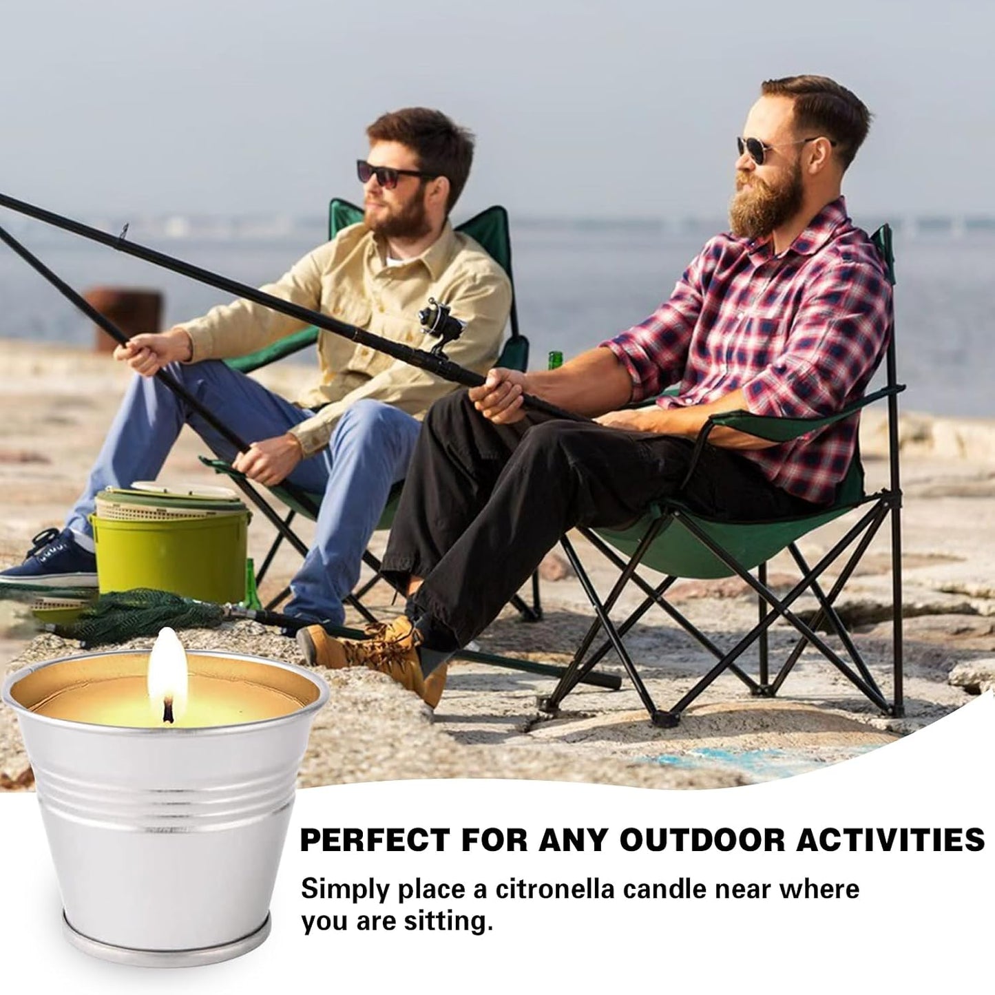 Citronella Candles Outdoor, 12 Pack Citronella Candle Set Made with Citronella Oils and Natural Soy Wax, 120 Hour Burn Time, 2 oz Small Bucket Candles for Patio, Home, Backyard
