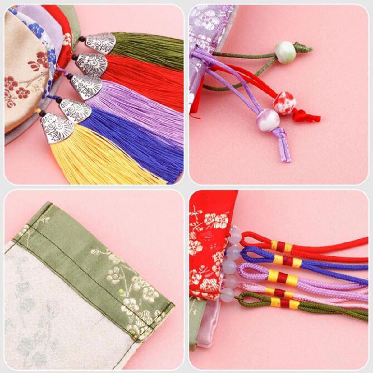 Snadulor 30 Pcs Drawstring Sachet Bags,Chinese Sachet Silk Brocade Coin Bags Pouches with Drawstring Jewelry Gift Bag Candy Sachet Bag.