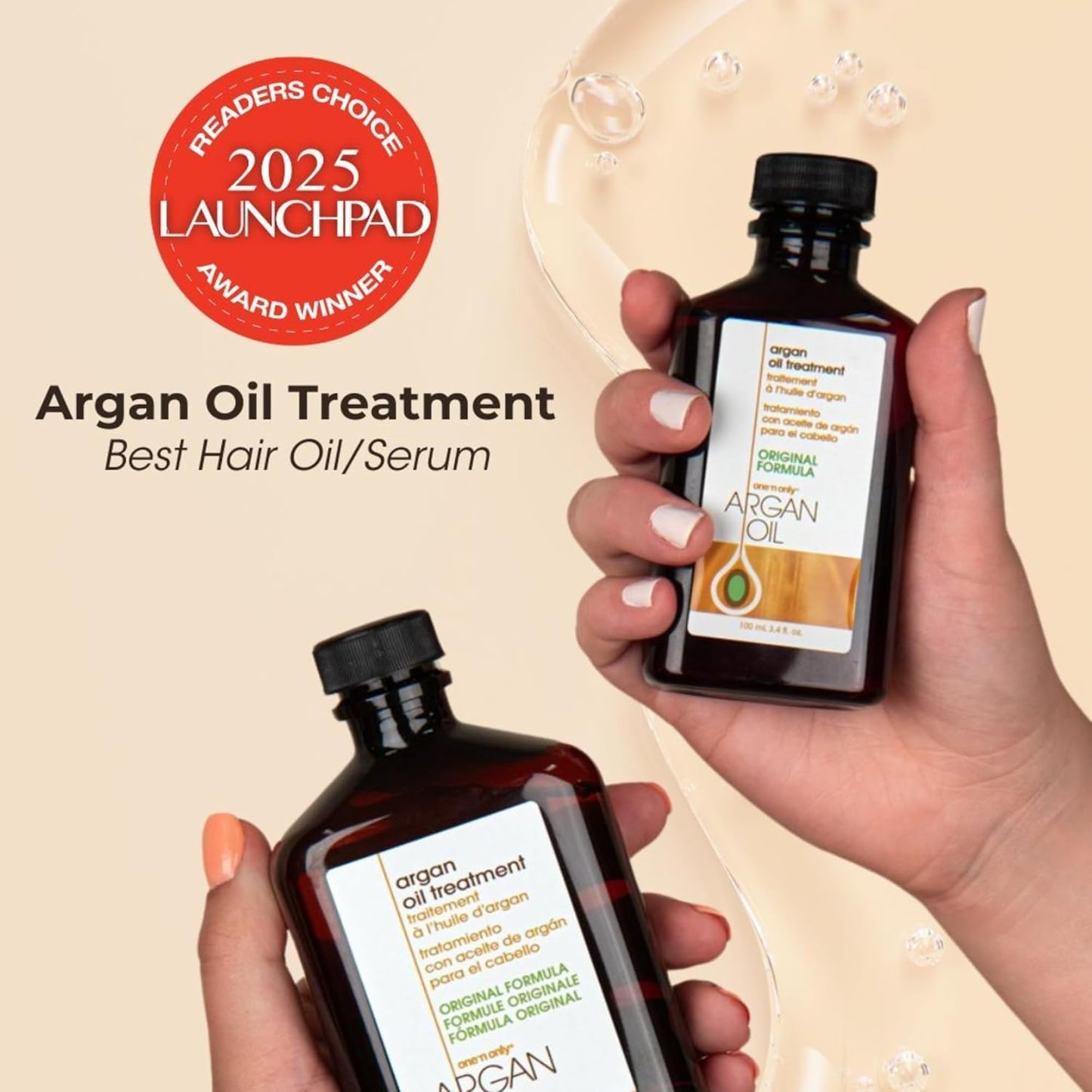 One 'n Only Argan Hair Oil, Lightweight, Non-Greasy Formula for All Types of Natural Hair, Wigs and Extensions. Adds Shine, Helps Tame Frizz 60 ml (2 oz) Convenient Travel