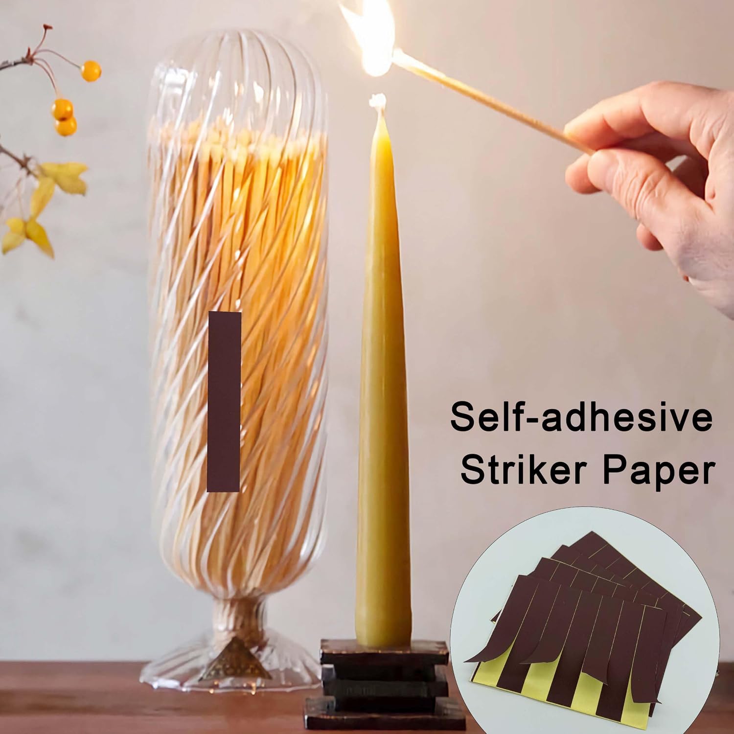 Match Striker Sticker, Reddish Brown Match Strike Paper with Adhesive Pre, 28 Pieces - Cut in Rectangular for for Safety Matches in Bell Jar (Reddish Brown)