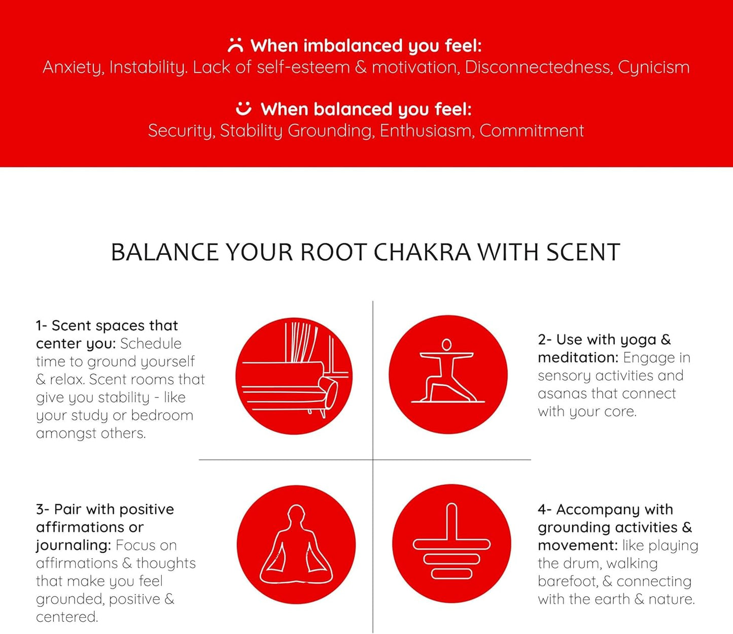 Root Chakra Essential Oil Roll-On Blend by Aromafume | 10ml/0.33 fl oz | Muladhara | Aromatherapy Oils for Chakra Balance | Patchouli Extracts | Chakra Incense for Meditation, Yoga, Reiki