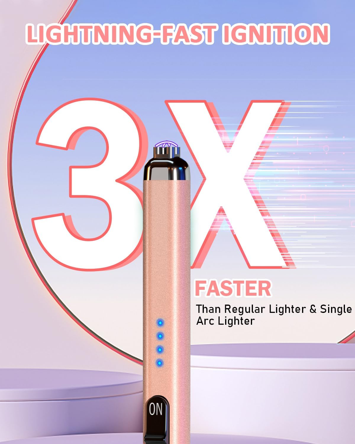 Electric Candle Lighter Valentine's Day Gifts for Women Mom Men Dual Arc USB Rechargeable Windproof Lighter for Candle BBQ Birthday Camping Gift Idals(Rose Gold)