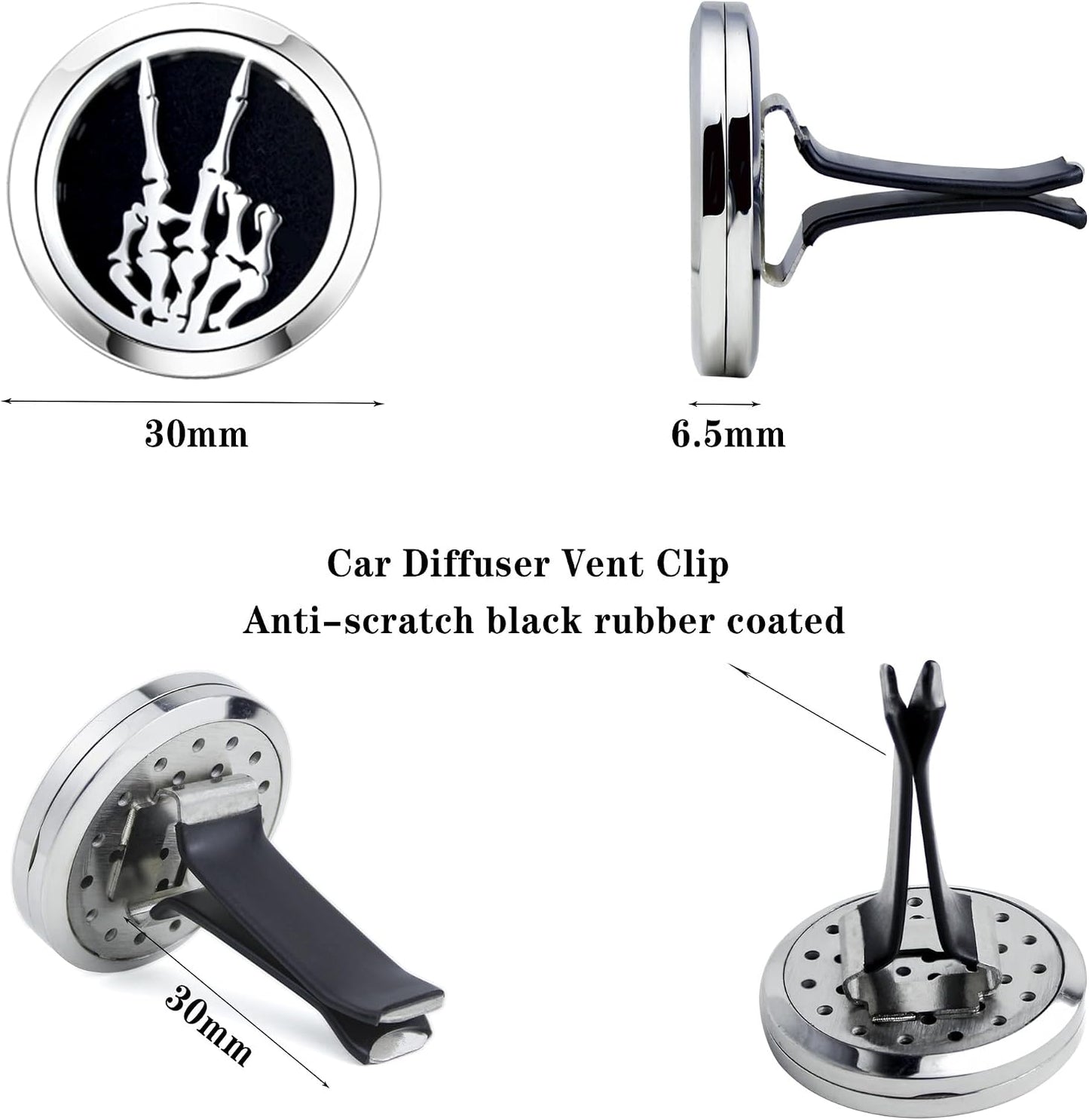 AZNECK Car Diffuser Vent Clips Aromatherapy Essential Oil Car Diffuser Vent Clip Air Freshener 10 Felt Pads Skull Gesture Car Accessories for Women Gifts