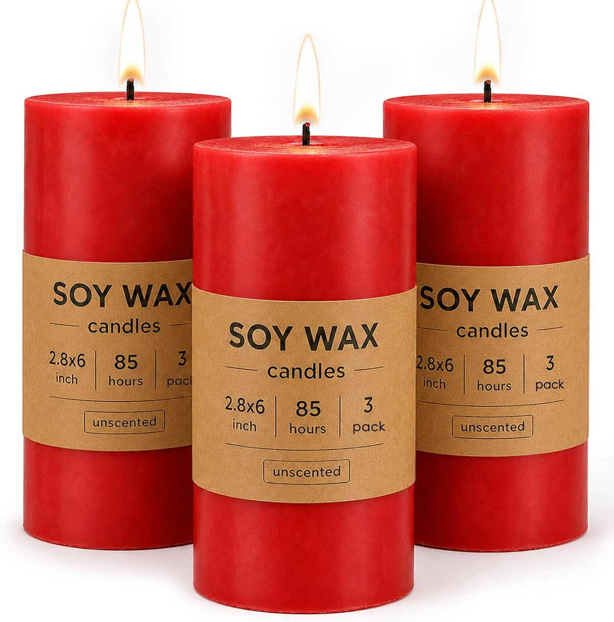 Red Soy Pillar Candles