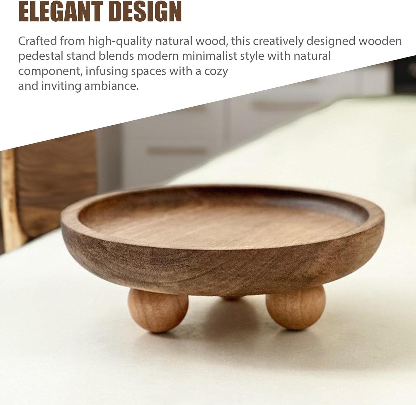 Wood Tray, Rustic Candle Plate with Legs for Soap, Perfume, Keys, Vanity Tray for Kitchen, Bathroom, Entryway, Round Small Wooden, Small Wood, Candle, Holder, D