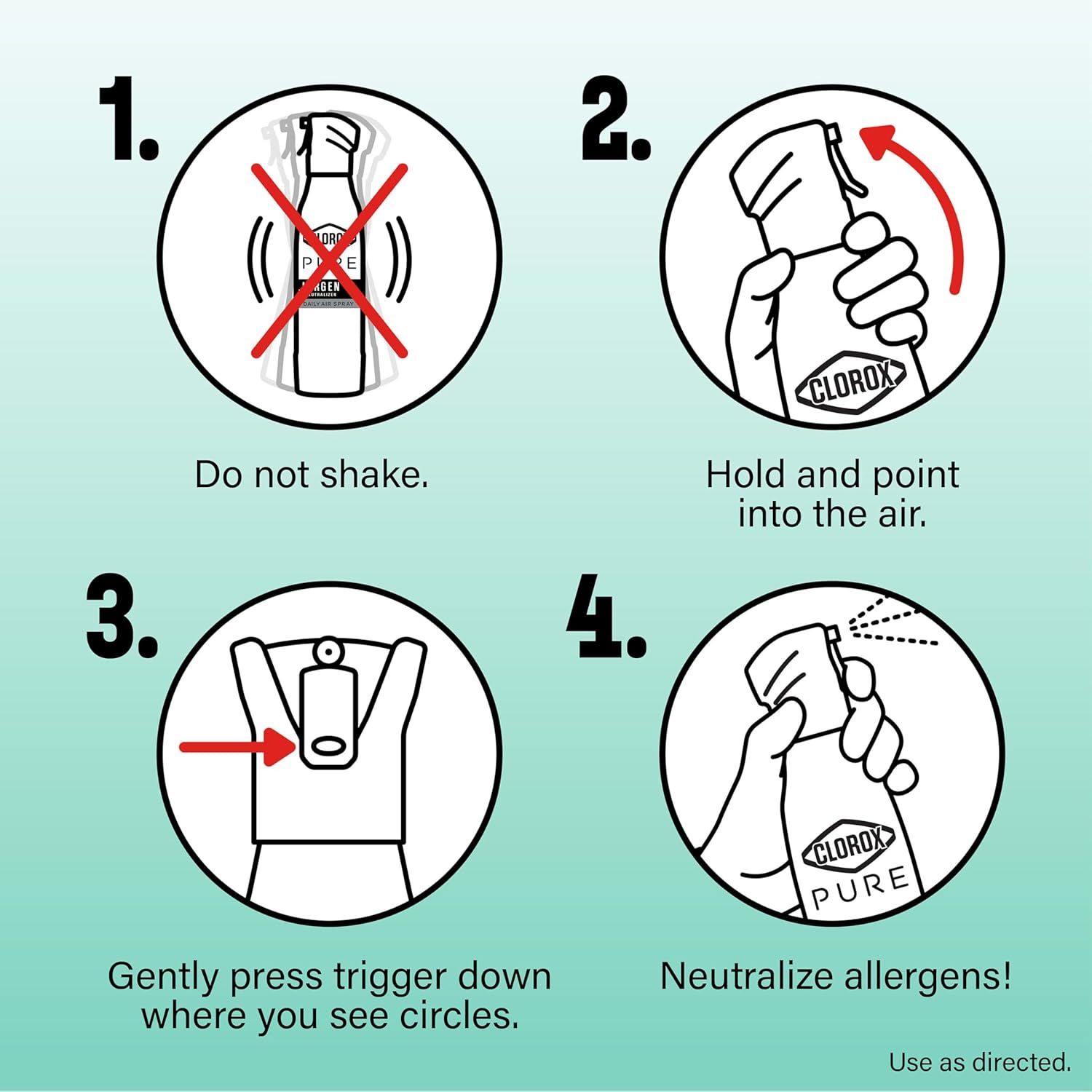 Clorox PURE Allergen Neutralizer Daily Air Spray, Clean Breeze, 8 Ounces