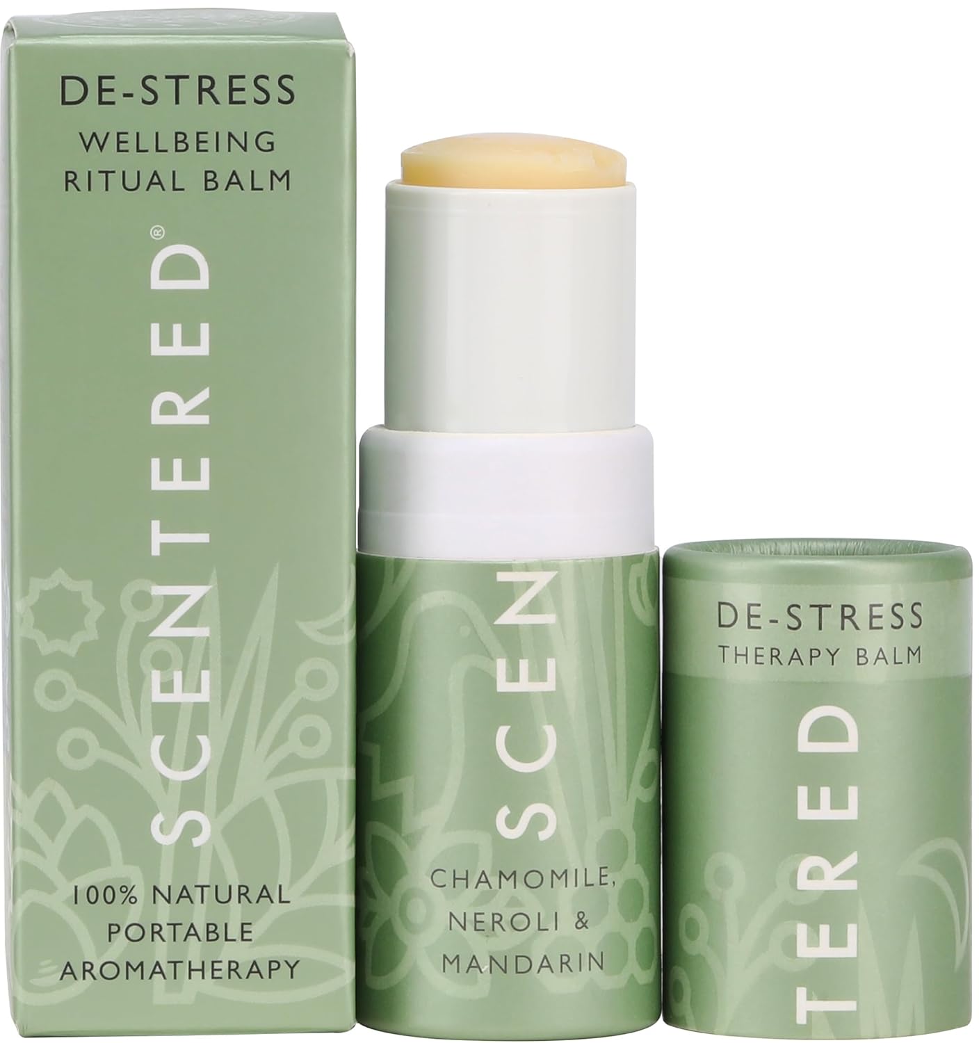 Scentered Aromatherapy Stress Relief Balm Stick - De Stress Essential Oil Roll On Calm Carry for Relaxation - Natural Stress Reliever - Chamomile, Cedarwood, Rosemary - Destress Gifts for Women