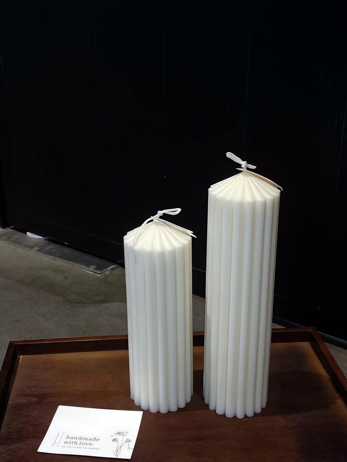 Ribbed Peak Pillar Candle- Large Handmade Scented Soy Wax Candle with Elegant Bubble Aesthetic， Housewarming Gift, Shelf & Coffee Table Centerpiece, White (Medium)