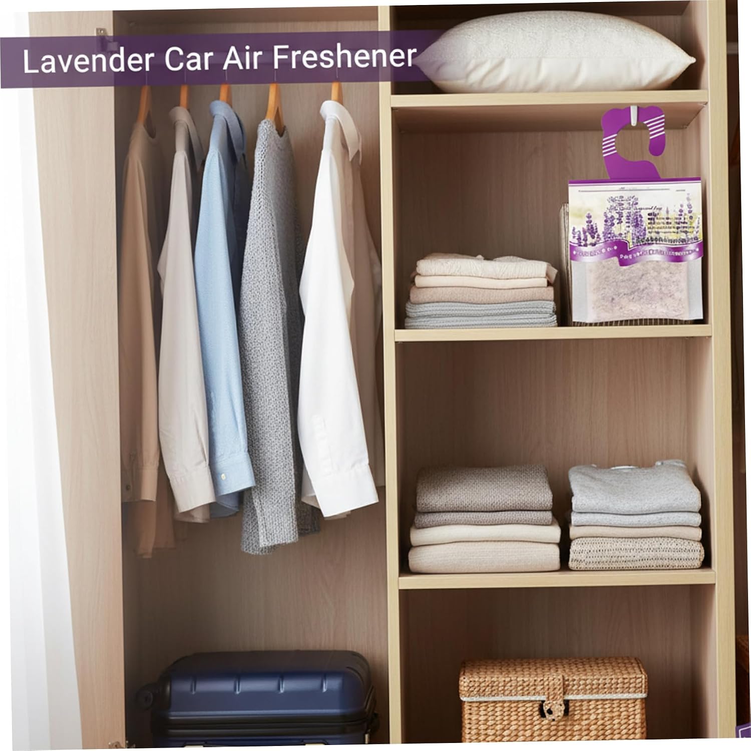 Lavender Sachets for Drawers and Closets, 18 Pack Small Spaces Air Freshener - Long-Lasting Hanging Air Freshener for Closet, Car & Small Spaces