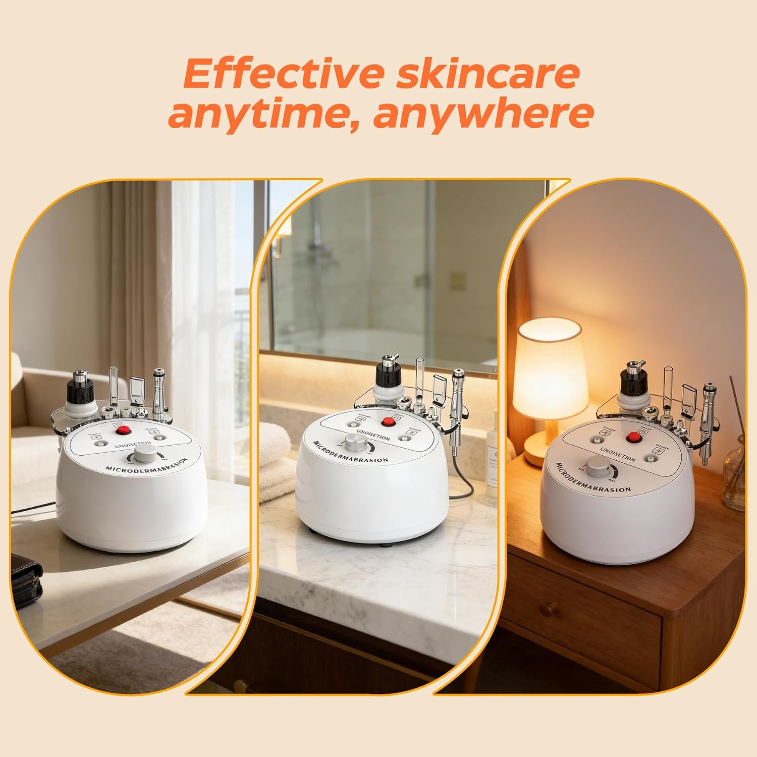 UNOISETION Beginner-Friendly 3-in-1 Diamond Microdermabrasion Machine, Gentle Low Noise At-Home Facial Care Device for for Exfoliation & Blackhead Removal