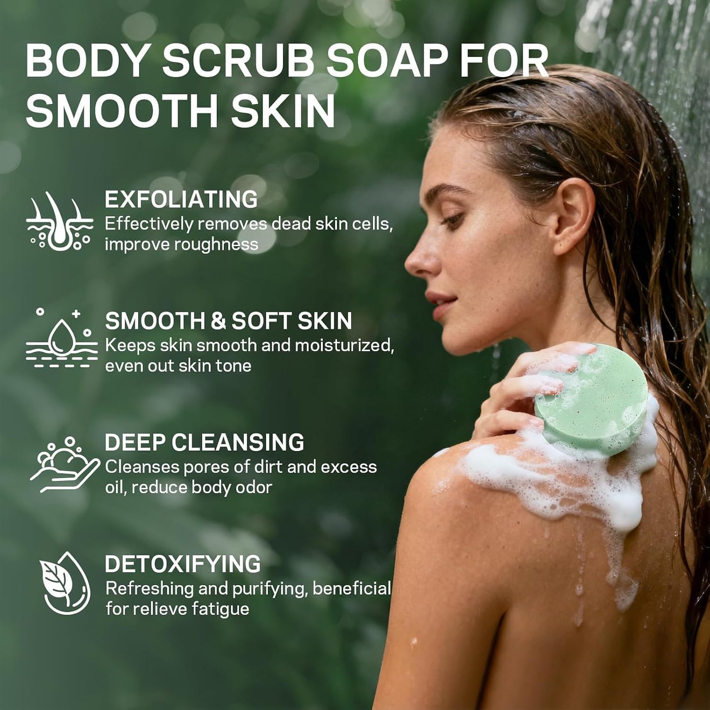 Exfoliating Body Scrub Soap Bar, 2 Pack Eucalyptus & Charcoal Soaps, Dead Sea-Salt Exfoliating Soap for Men & Women, Detox Cleansing, Smooth & Soften Skin, Soap Bars for Gifts