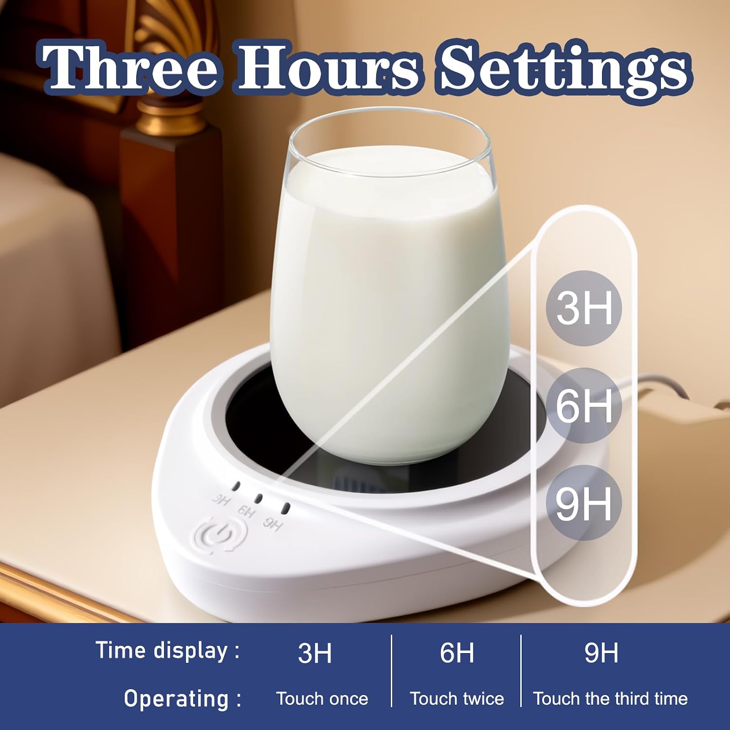 Candle Warmer with Timer,Coffee Cup Warmer with Timer,Fastest Heating & Highest Temperature，Three time Gears (3H, 6H, 9H),Coffee Cup Warmer for Desk,Candle Warmer,Comes with a Cup ﻿