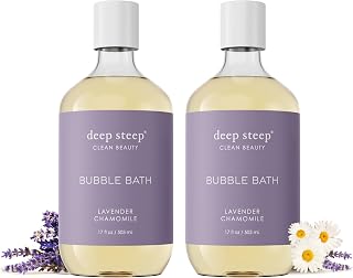 Deep Steep Bubble Bath, Lavender Chamomile 17 oz (Pack of 2) – Hypoallergenic, Clinically Tested Soothing Soak with Shea Butter & Argan Oil – Sulfate-Free