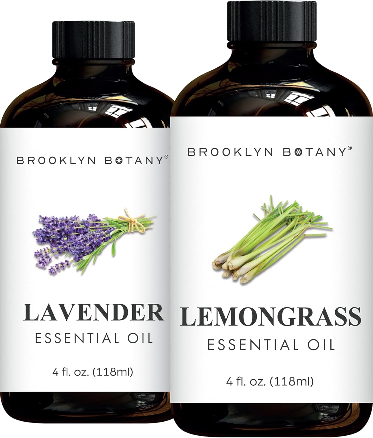Brooklyn Botany Lavender & Lemongrass Essential Oils – 4 Fl Oz (Pack of 2) – 100% Pure & Natural – Floral & Herbal Aromatherapy Blend