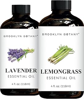 Brooklyn Botany Lavender & Lemongrass Essential Oils – 4 Fl Oz (Pack of 2) – 100% Pure & Natural – Floral & Herbal Aromatherapy Blend