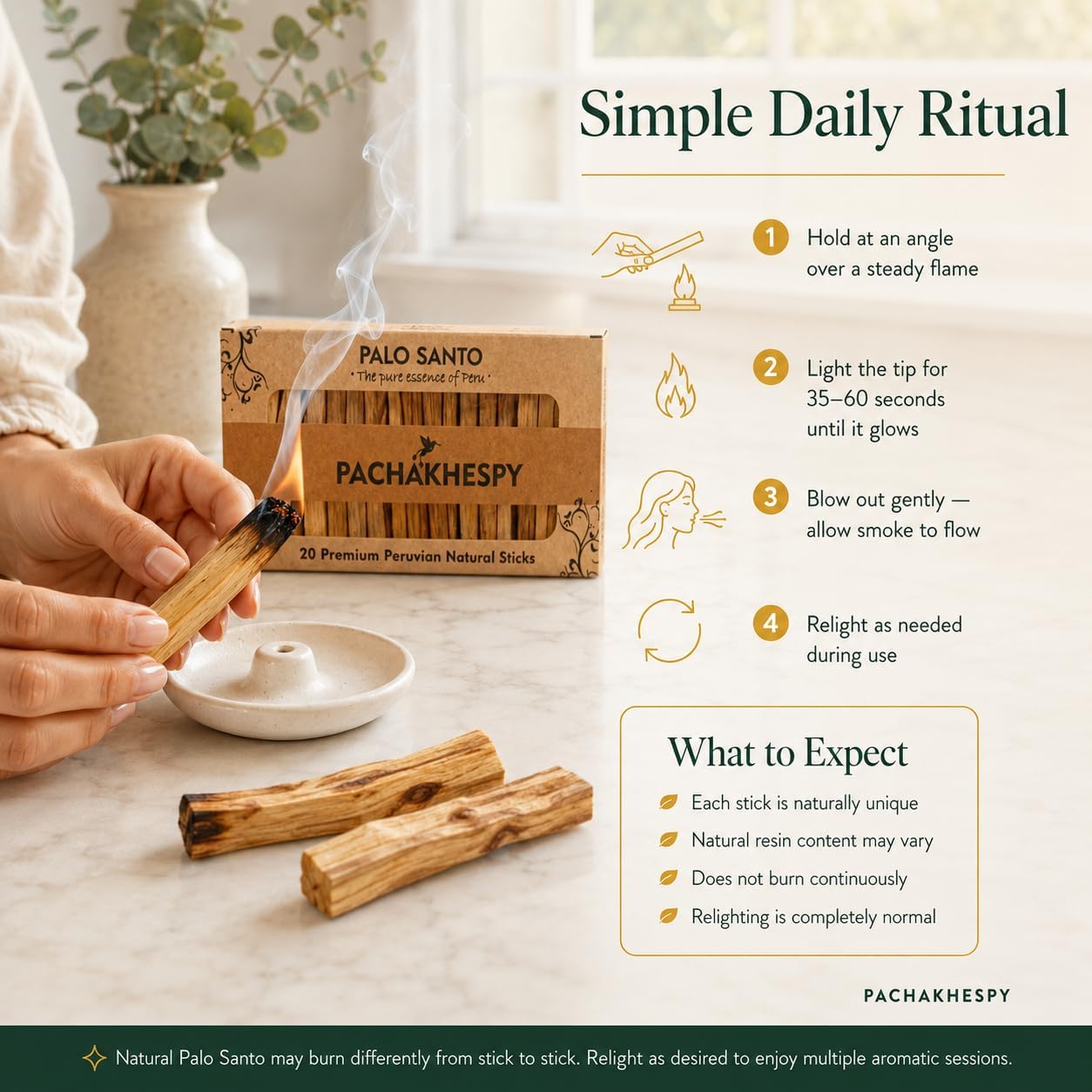 Authentic Premium Palo Santo from Peru 20 Pack of Natural Holy Wood Hand Harvested Smudging Sticks for Home Fragrance Energy Cleansing Meditation Spiritual Rituals Anti Stress Wellness Incense