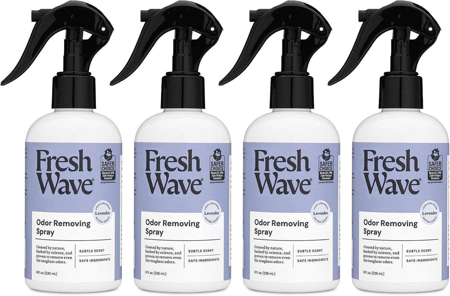 Fresh Wave Lavender Scent Odor Removing Spray, 8 fl. oz. | Pack of 4 | Odor Absorber for Home, Furniture, Fabrics & Trash | Safer Odor Relief