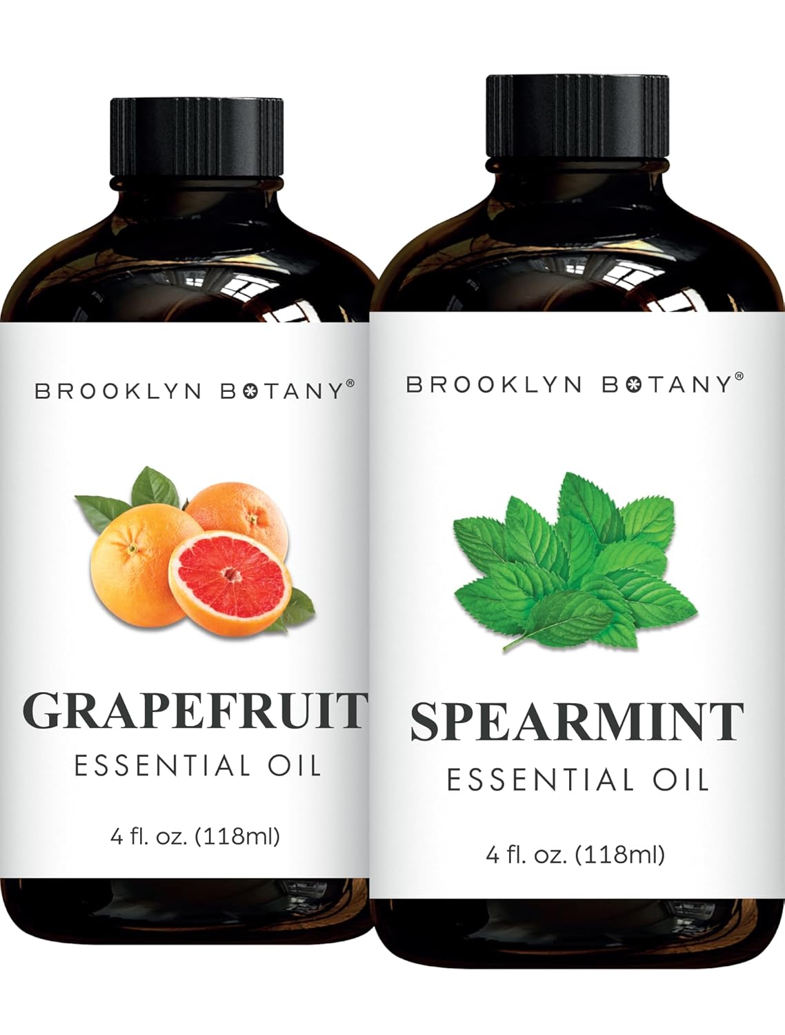 Brooklyn Botany Grapefruit & Spearmint Essential Oils – 4 Fl Oz (Pack of 2) – 100% Pure & Natural – Uplifting & Cooling Aromatherapy Blend