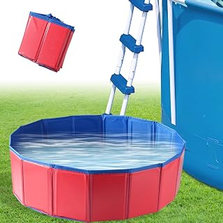 Portable Pool Foot Bath, Extra-Large 23.6" & Inflatable-Free, Collapsible Pool Foot Wash Tub, Foot Bath Basin for Pool Entry, Foot Bath for Above Ground Swimming Pool, Pool Clean Feet Accessory (Red)