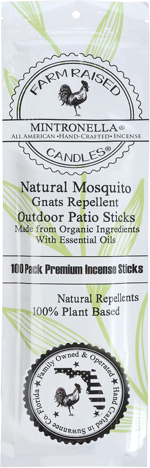 Mintronella USA Made Citronella & Peppermint Mosquito Repellent Incense Sticks – 100 Pack – Natural Bug & Insect Repellent – Outdoor Camping, Patio Decor – No‑See‑Um & Gnats, Fly