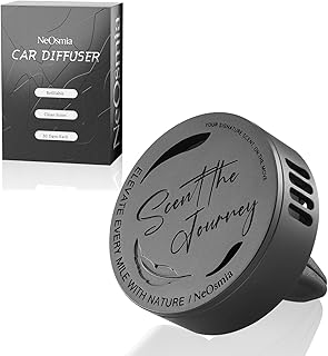 Car Air Freshener Vent Clip, 5 Pack Refills, Essential Oil Car Diffuser (1 Metal Clip + 5 Fragrance Pads), Long Lasting 80 Days, Easy to Clip on Vent, black, Peppermint Eucalyptus