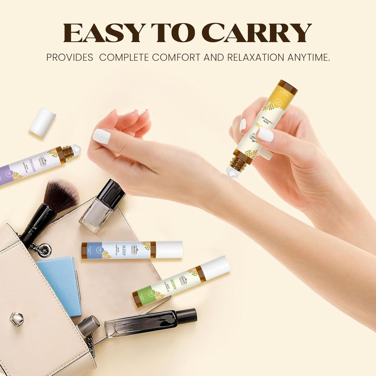 Essential Oils Roll On Set,Gifts for Father & Husband (Calm, Relax, Breathe, Focus on, Sleep, Renew), Natural Aromatherapy Oil Blend Kit with Roller Ball for Massage, Body Skin Care, Relaxation Gift