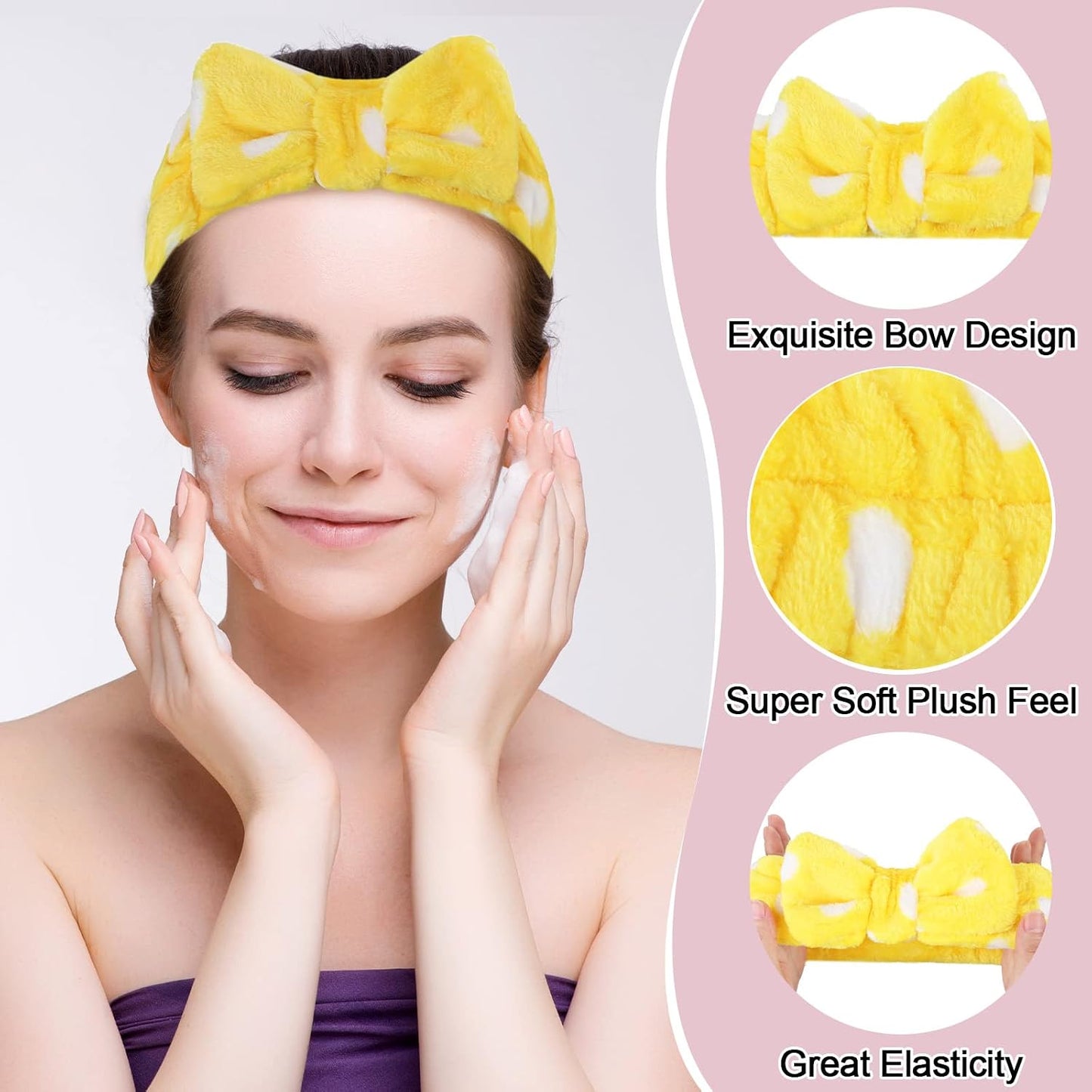 WILLBOND 24 Pieces Spa Headband Bulk Skincare Headbands Face Wash Makeup Hairband Bow Facial Washing Face Head Wraps Adjustable Soft Flannel Towel for Women Shower (Stylish)