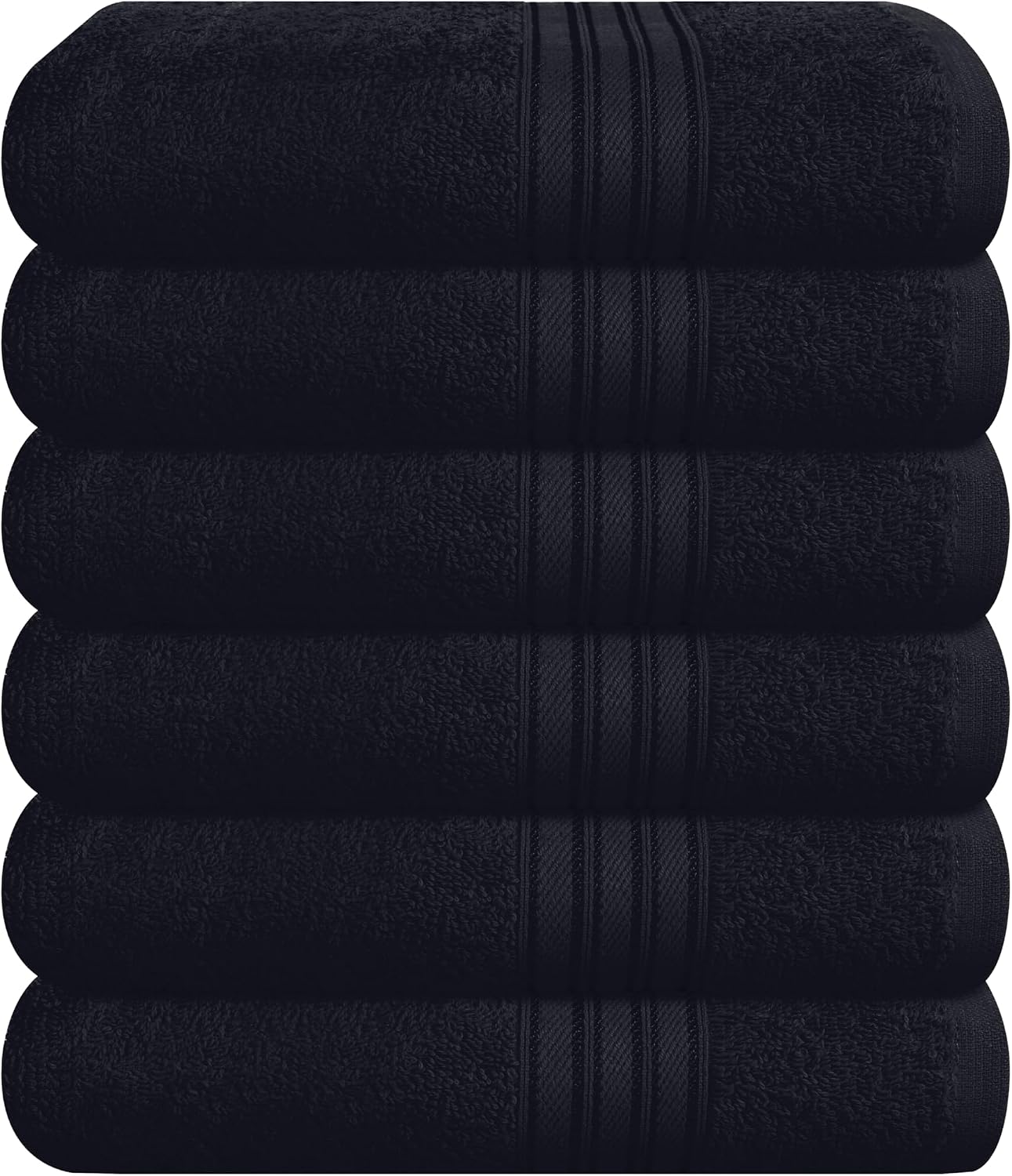 BOUTIQUO Ultra Soft Cotton 6 -Piece Hand Towel Set 16x24 Inch, Ideal for use in Bathroom, Kitchen, Gym, Spa & General Cleaning, Compact & Lightweight Multi Purpose Hand Towels - Black