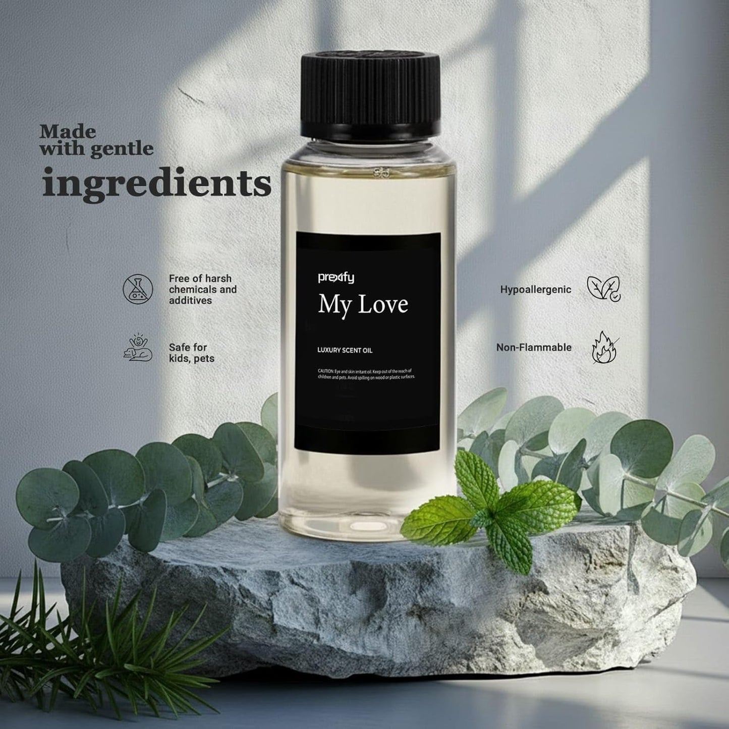 Diffuser Oil – Scent with Menthol, Tea Tree, Musk & Amber – Long-Lasting Blend for Home, Car & Office – Compatible with Ultrasonic & Nebulizing Diffusers, 100 ml (4.06 Fl Oz (Pack of 1), My Love)