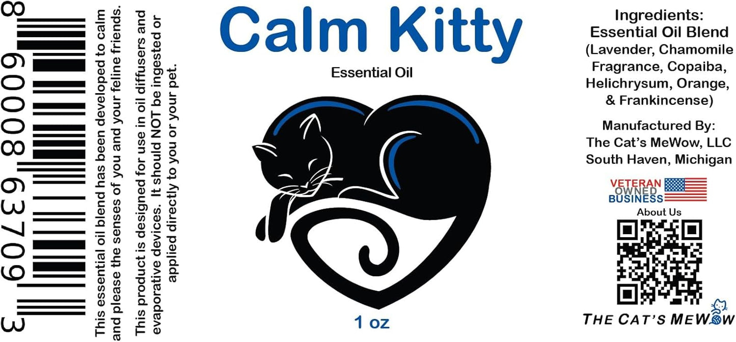 The Cat's MeWow Calm Kitty Calming Essential Oil - Natural Stress Relief & Anxiety Relief for Cats - Drug-Free Calming Solution