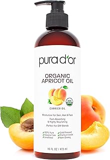 PURA D'OR ORGANIC Apricot Kernel Oil (16 Oz) 100% Pure & Natural USDA Certified