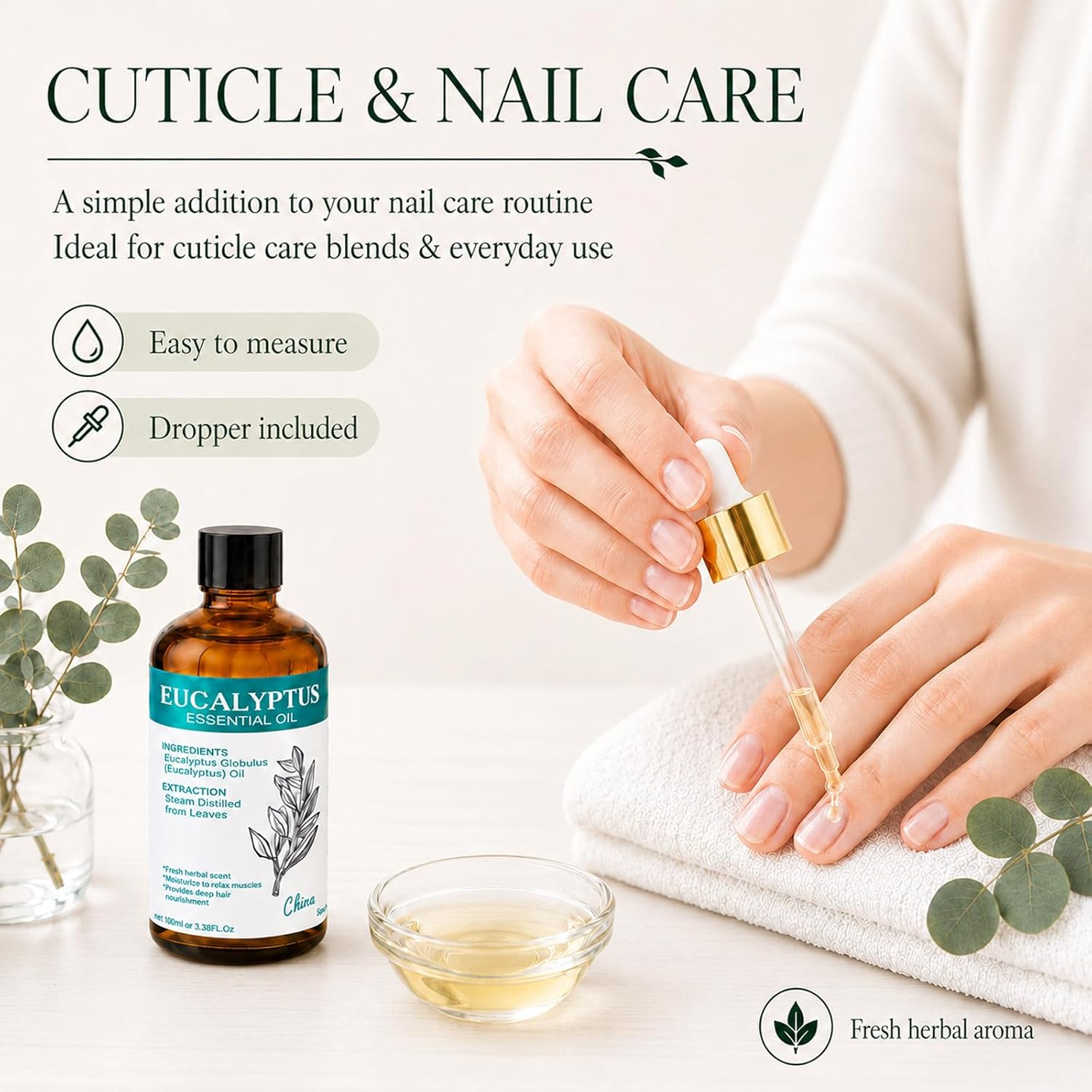 Eucalyptus Essential Oil 3.38 fl oz (100ml), Natural Eucalyptus Oil for Diffuser, Aromatherapy, Home Fragrance, Candle & Soap Making, DIY Projects