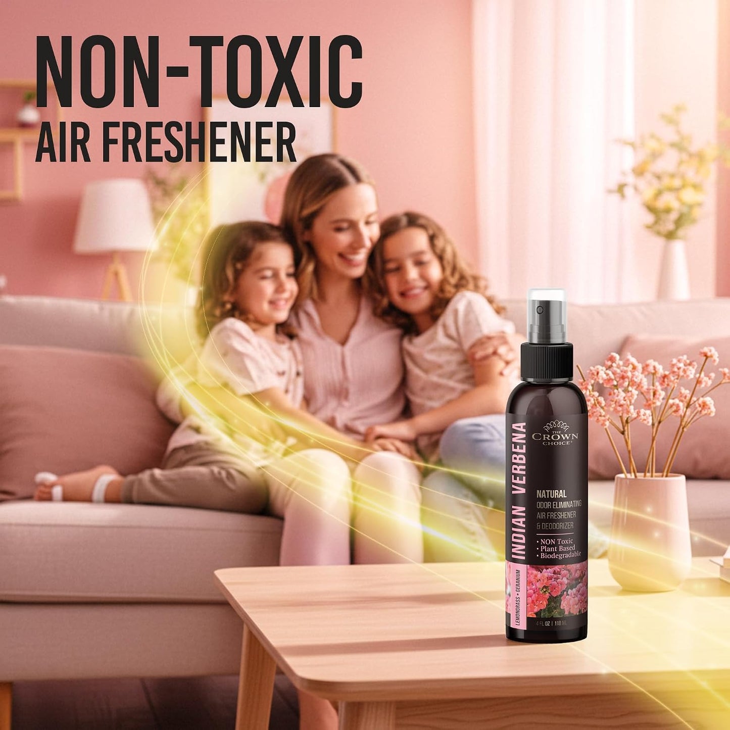 Non-Toxic Odor Eliminator, Natural Geranium & Lemongrass Air Freshener Spray for Home, Room, Closet & Couch Deodorizer, Long Lasting Bathroom & Toilet Freshener, Safe for Kids & Pets - 4 oz Pack of 2
