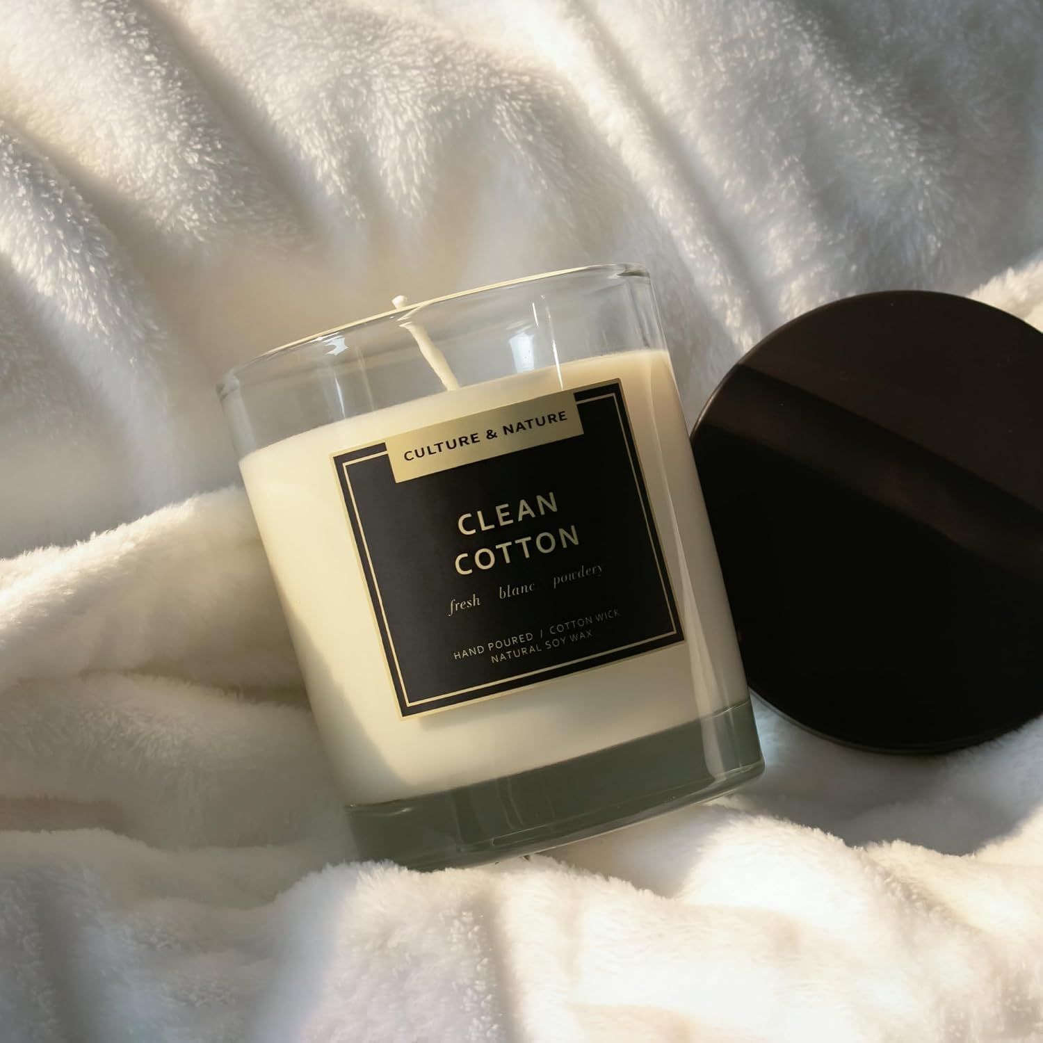 CULTURE & NATURE Natural Soy Wax Candle 7oz Clean Cotton Scented