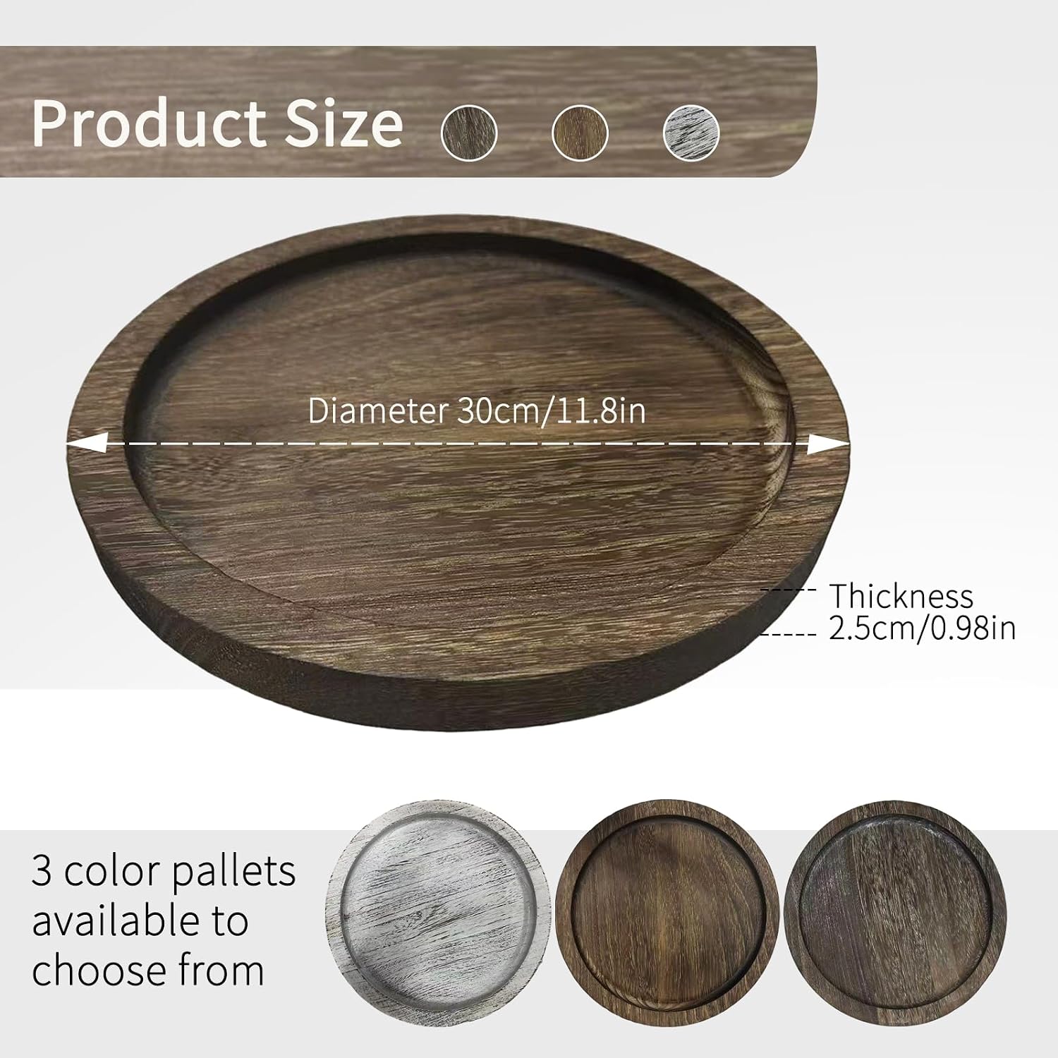 Candle Plate Holder Tray: Round Wooden Decorative Candle Plate Small Farmhouse Table Centerpiece Rustic White Wood Tealight Pillar Trays for Home Decor (Distressed)