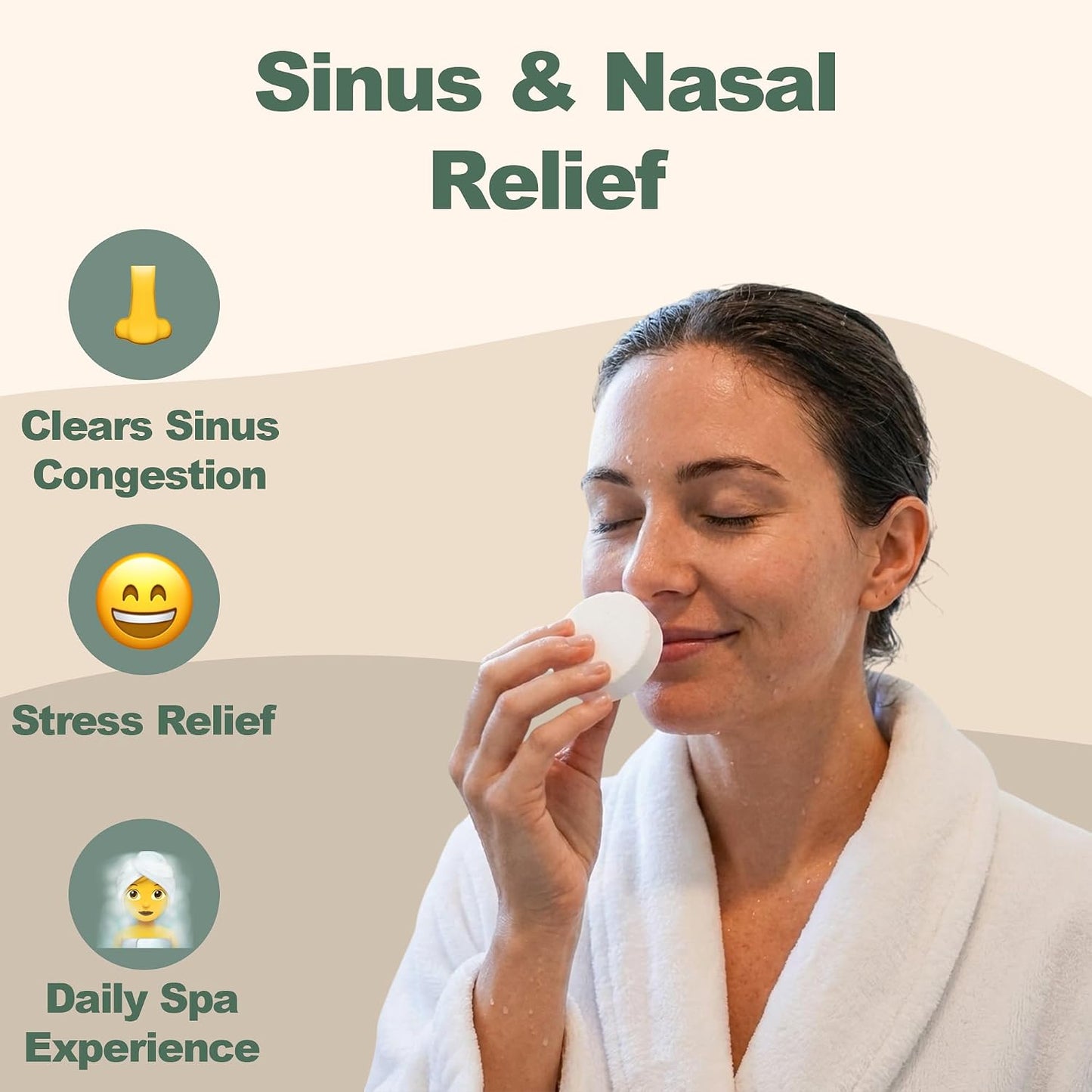 Sinus Blend Shower Steamers Aromatherapy 8 Pack - Eucalyptus, Peppermint & Menthol - Natural Essential Oils for Stress Relief - Self Care Gifts for Women & Men - Organic & Vegan